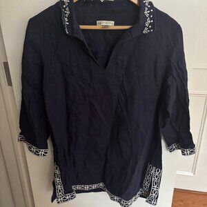 Neiman Marcus Navy Linen Tunic